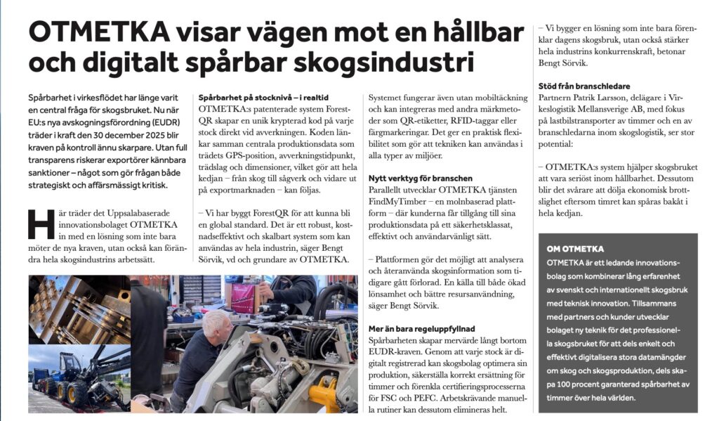 OTMETKA shows the way towards a sustainable and digitally traceable forest industry.